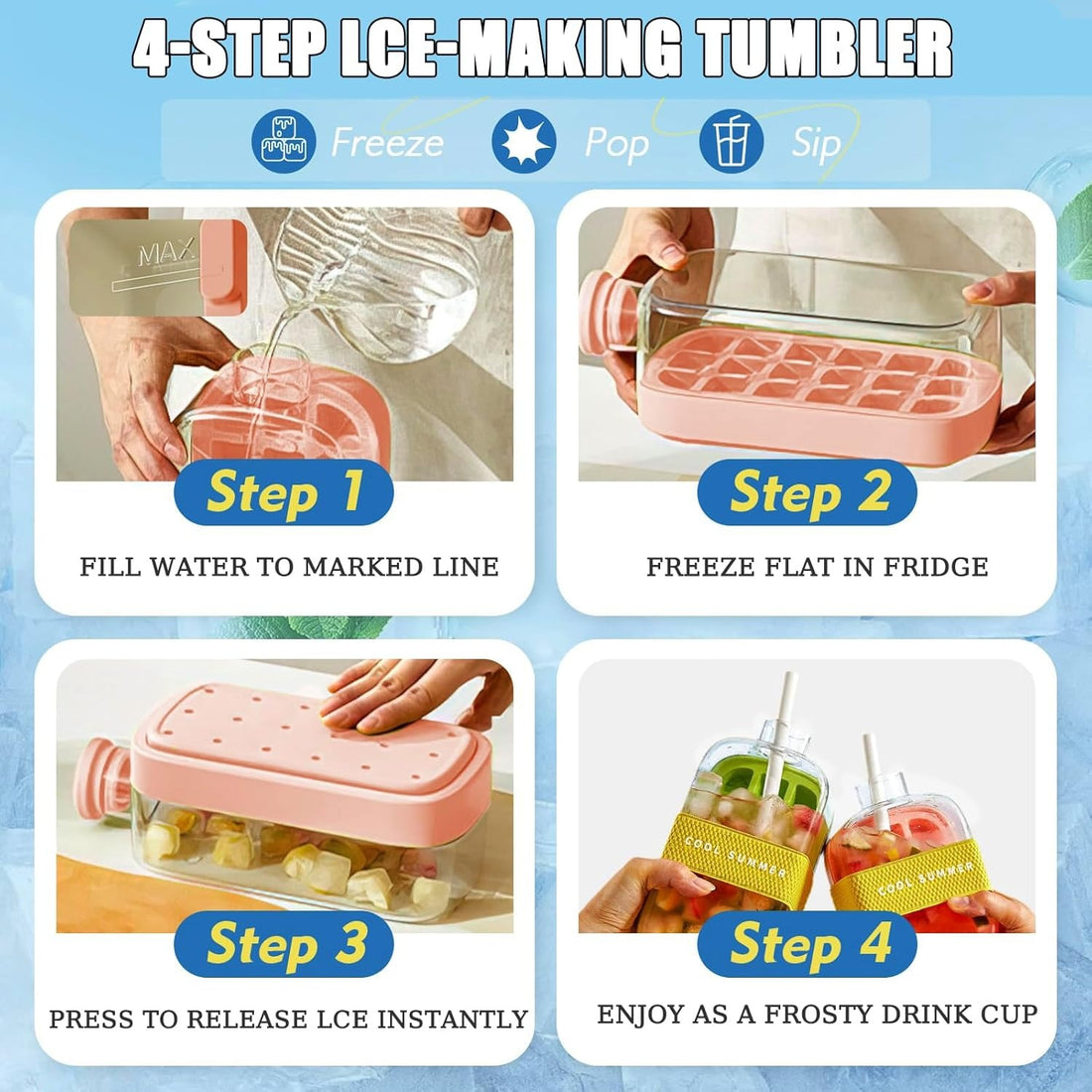 2-in-1 Ice Cube Tray Water Bottle