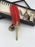 GOLD LEAF Antique Dip Feather Pen Set